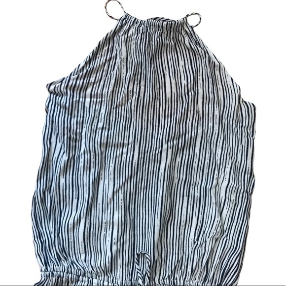 Lulu’s Ivory Navy Blue Striped Halter Fortuitous Romper - Picture 5 of 9